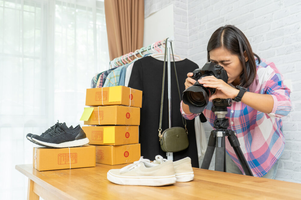 person capturing shoes for buy & sell