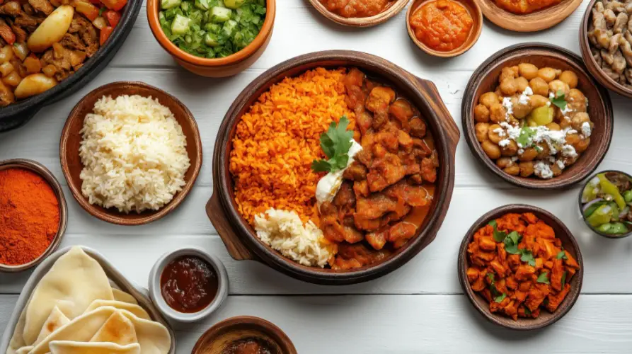 nigerian-rice-and-stew-with-assorted-sides-and-fried-snacks.jpg