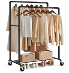 Rolling Double Rail Clothing Rack with Wheels & Shoe Shelf – $50 - Furniture listing in Toronto