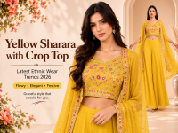 yellow sharara with crop top - Women's Clothes listing in Calgary