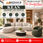 Living Room with the Kean Modern Sectional with Clover Accent Chair - Furniture listing in Toronto